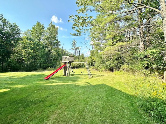 view of yard with a playground