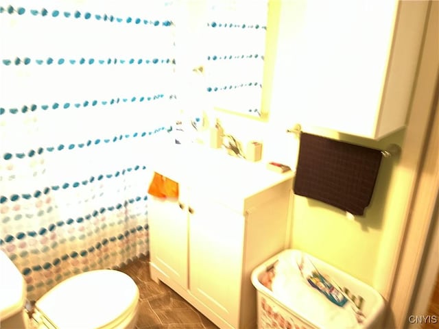 bathroom featuring vanity and toilet