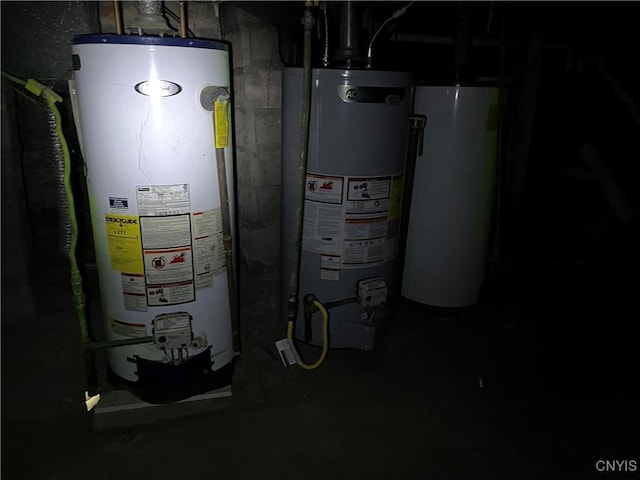 utility room featuring water heater