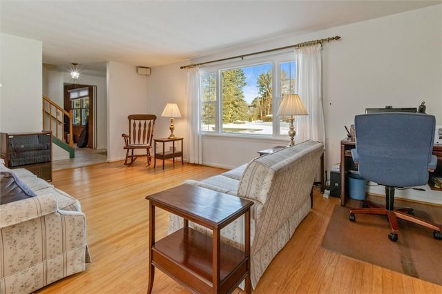 living room featuring light hardwood / wood-style floors