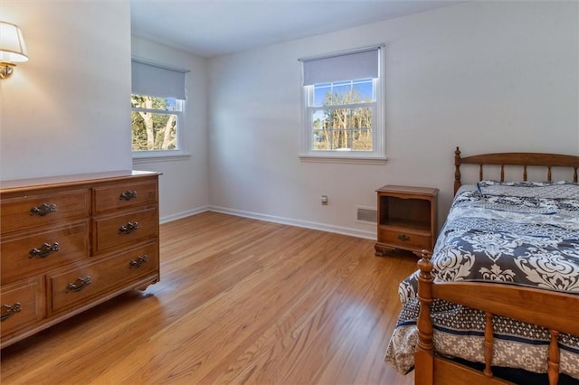 bedroom with light hardwood / wood-style floors