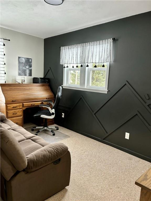 office area featuring carpet flooring