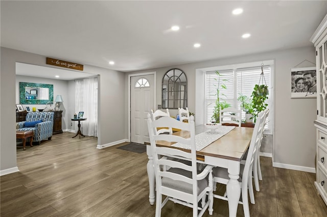 dining area featuring hardwood / wood-style floors