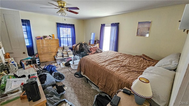 bedroom featuring ceiling fan