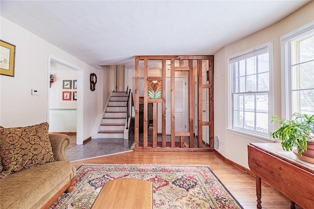 interior space with light hardwood / wood-style flooring