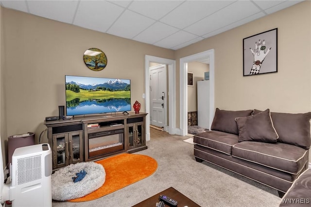 547 Potomac Ave, Buffalo, NY 14222 - carpeted living room featuring a drop ceiling