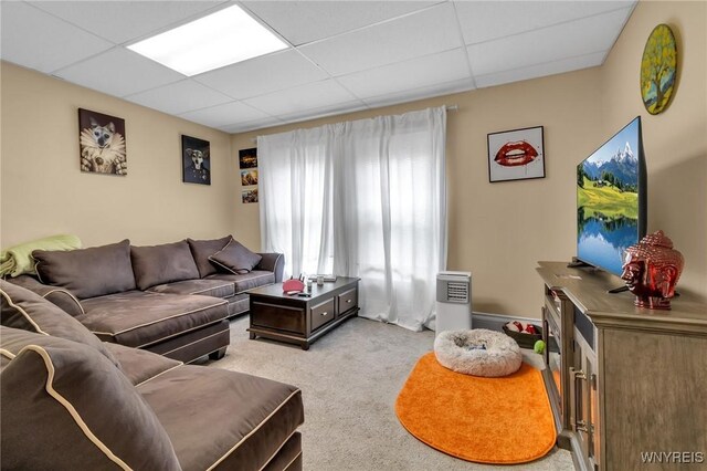 547 Potomac Ave, Buffalo, NY 14222 - living room with light colored carpet and a drop ceiling