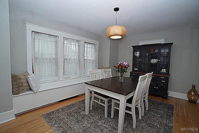 dining space featuring dark wood-type flooring