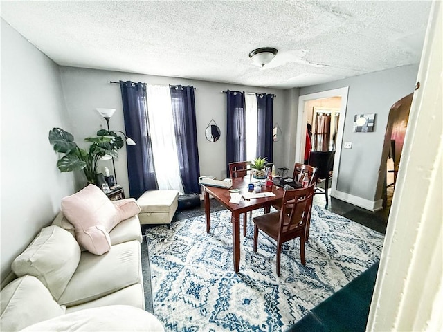 dining room featuring a textured ceiling