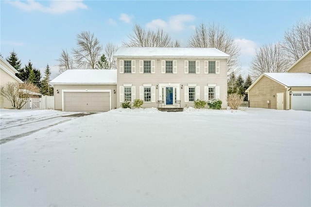 view of front of property with a garage