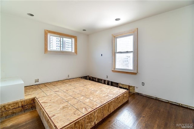 spare room with wood-type flooring and plenty of natural light