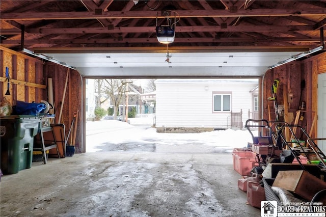 garage with a garage door opener