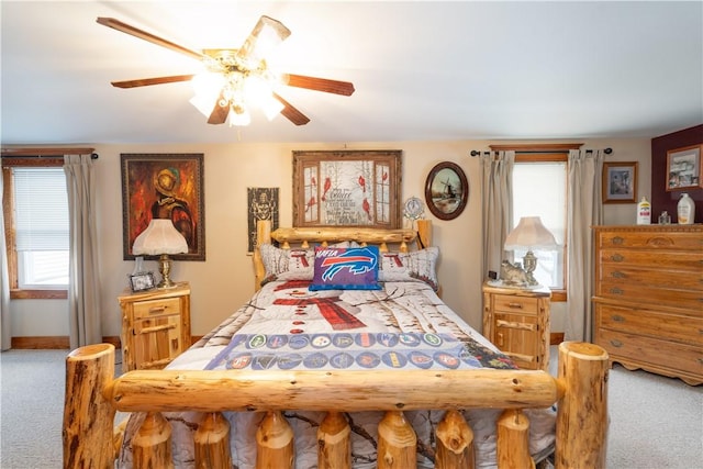 bedroom with carpet and ceiling fan