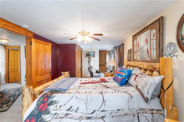 bedroom with carpet flooring and ceiling fan