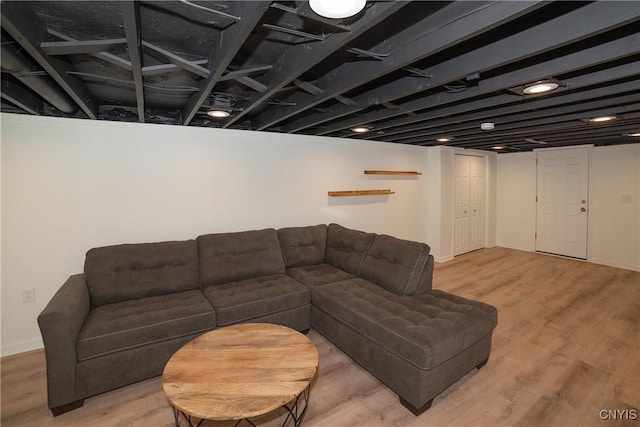 living room with hardwood / wood-style floors