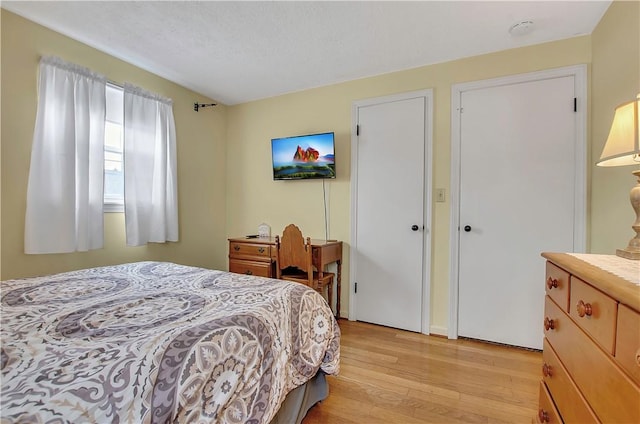 bedroom with light hardwood / wood-style floors