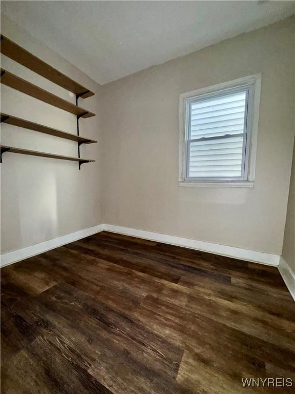 spare room featuring dark hardwood / wood-style flooring