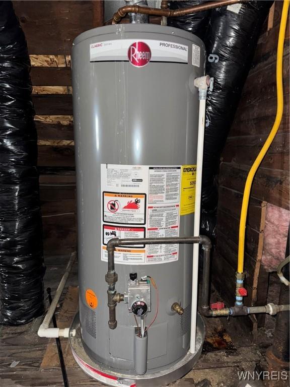 utility room featuring water heater