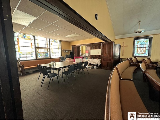 view of carpeted dining space