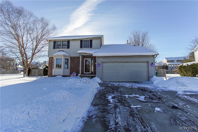 front facade with a garage