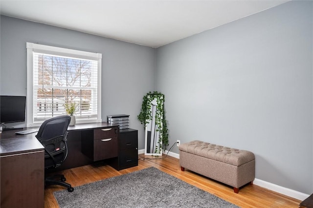 office space featuring light wood-type flooring