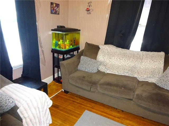 living room with hardwood / wood-style flooring