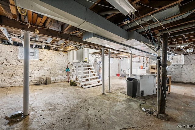 basement with washer / dryer