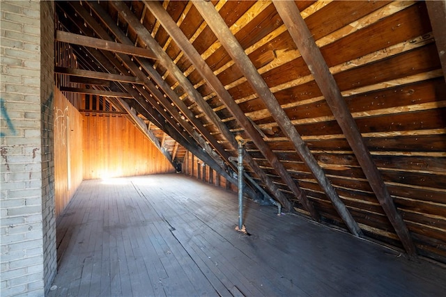 view of unfinished attic