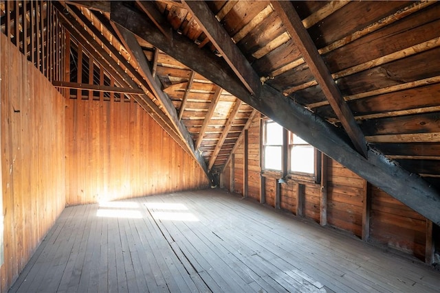 view of unfinished attic