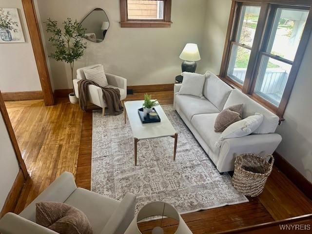 living room with light wood-type flooring