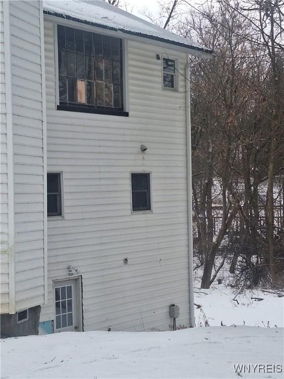 view of snow covered exterior