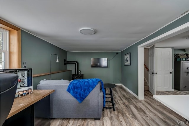 living room with hardwood / wood-style floors