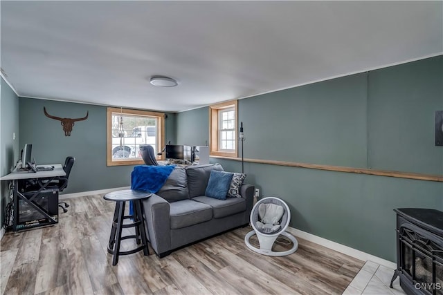 living room with hardwood / wood-style flooring