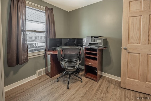 office featuring light wood-type flooring