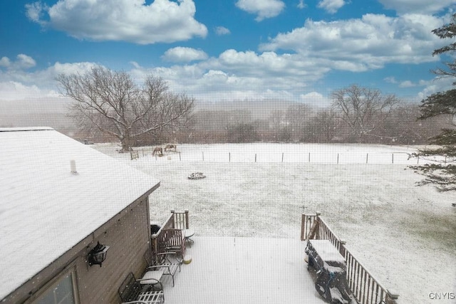 view of yard layered in snow