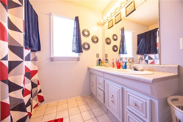 bathroom featuring vanity and tile patterned floors