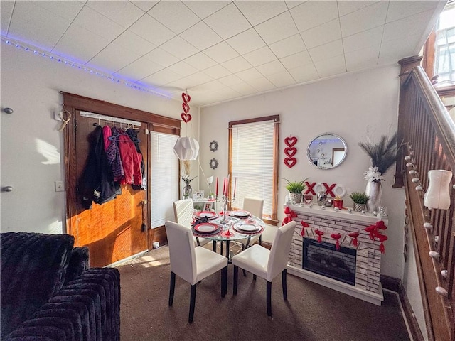 view of carpeted dining room