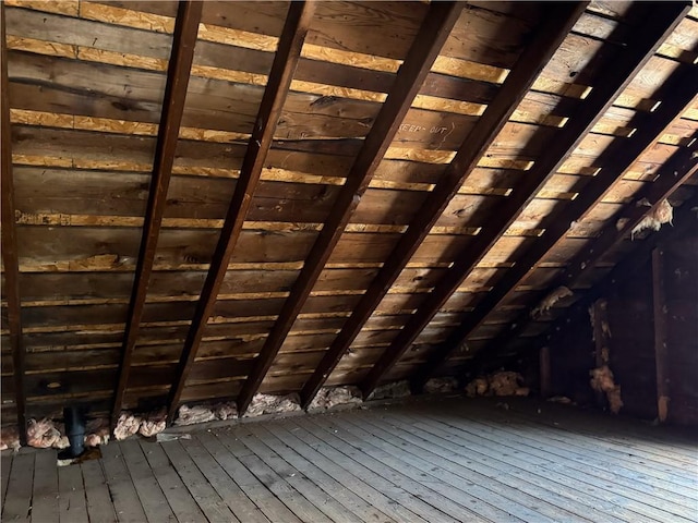 view of unfinished attic