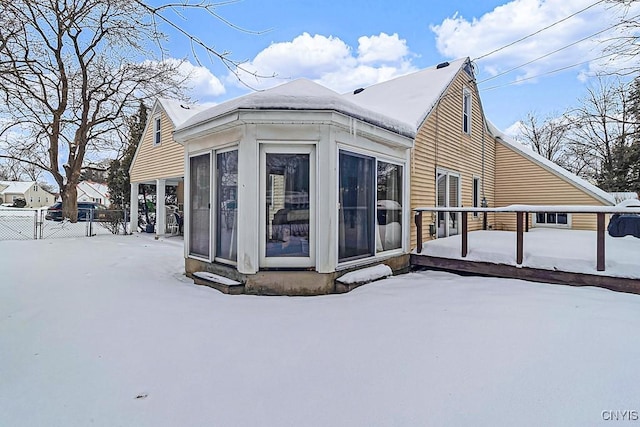 view of snow covered exterior