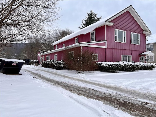 view of snow covered exterior