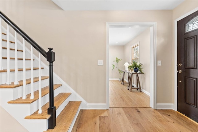 foyer with light hardwood / wood-style flooring