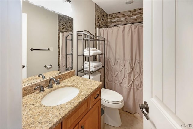 1771 Independence, Utica, NY 13502 - bathroom with toilet, tile patterned floors, vanity, and curtained shower