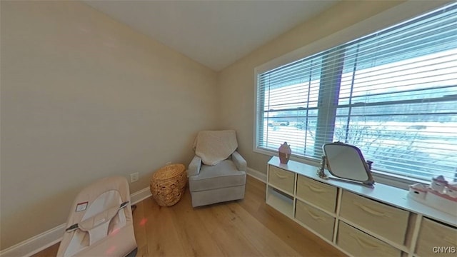 1771 Independence, Utica, NY 13502 - sitting room featuring light wood-type flooring, baseboards, and lofted ceiling