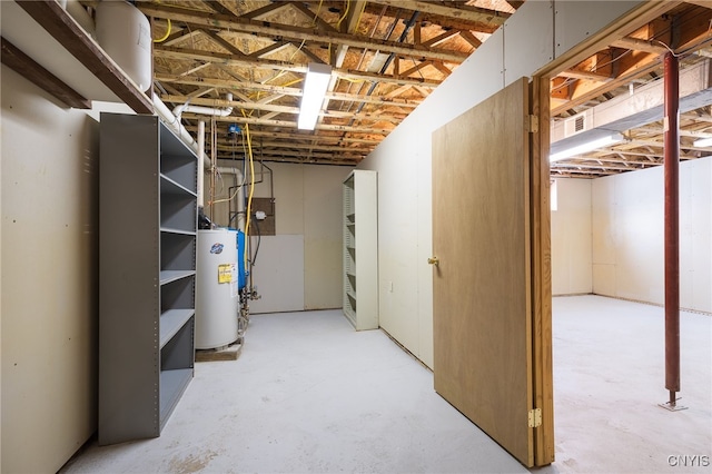 basement with water heater