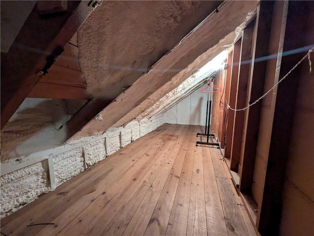 view of unfinished attic