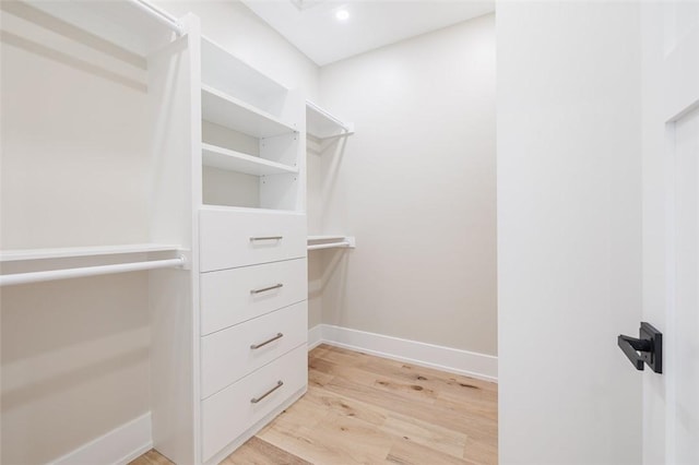 spacious closet with light wood-type flooring