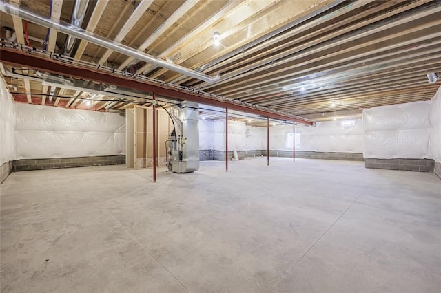 basement with heating unit