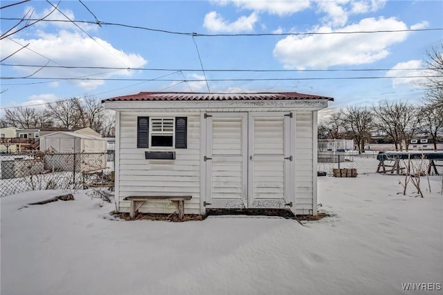 view of snow covered structure