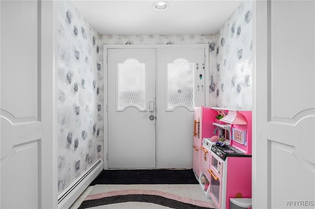 entrance foyer with a baseboard radiator