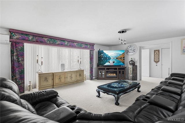 living room featuring carpet flooring